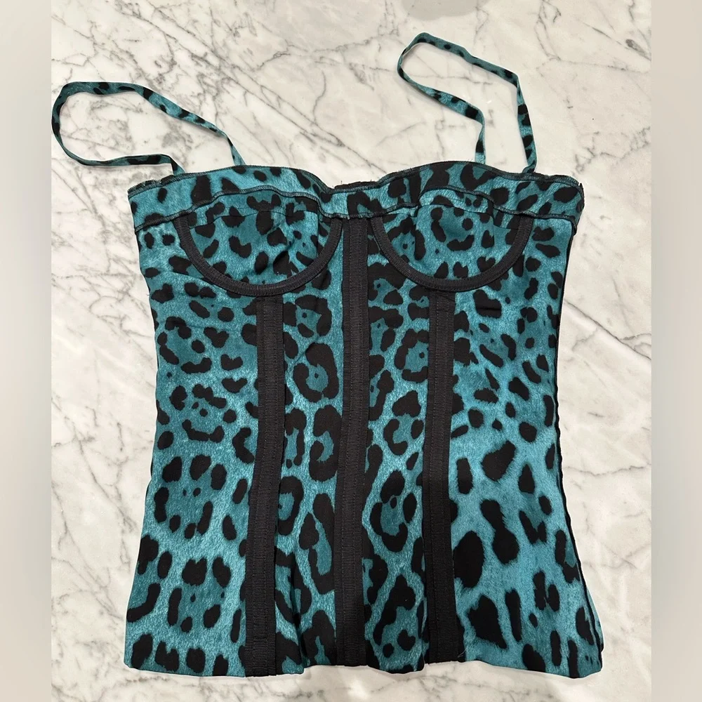 Dolce & Gabbana Turquoise Leopard Corset - Picture 3 of 11